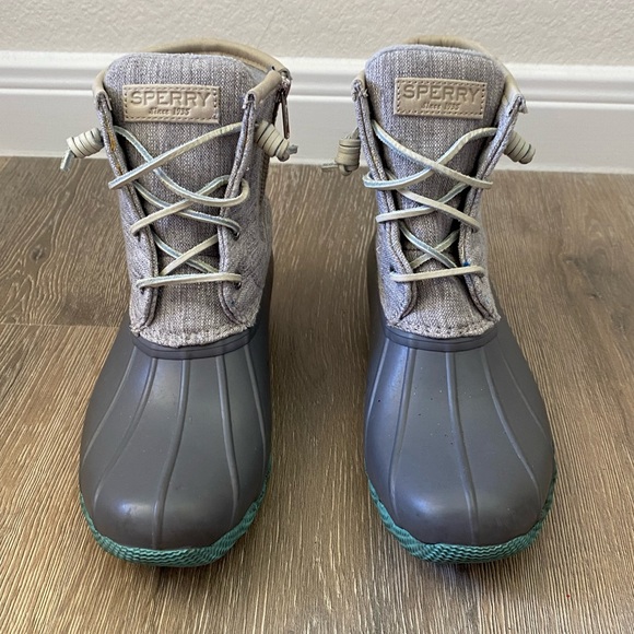 Sperry Gray and Green Duck Boots - Picture 4 of 11